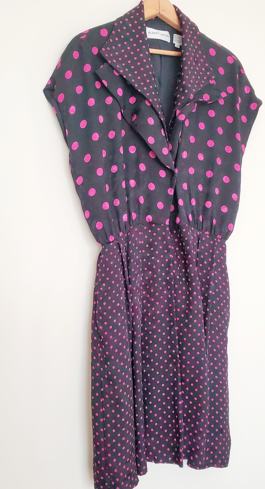 Albert Nipon Vintage Polka Dot Silk Wrap Dress - image 1